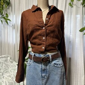 Quince Chocolate Brown Button-Down Shirt